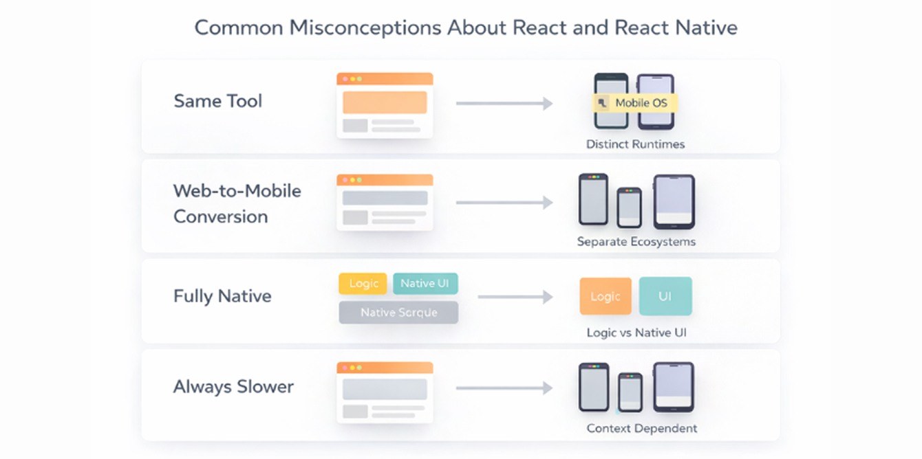 An image that represent Common Misconceptions About React and React Native